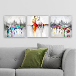 Wallity Conjunto de 3 Pinturas Decorativas en Lienzo Multicolor DRPRC04